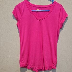 Xersion Pink Fitted Cap Sleeve T-Shirt